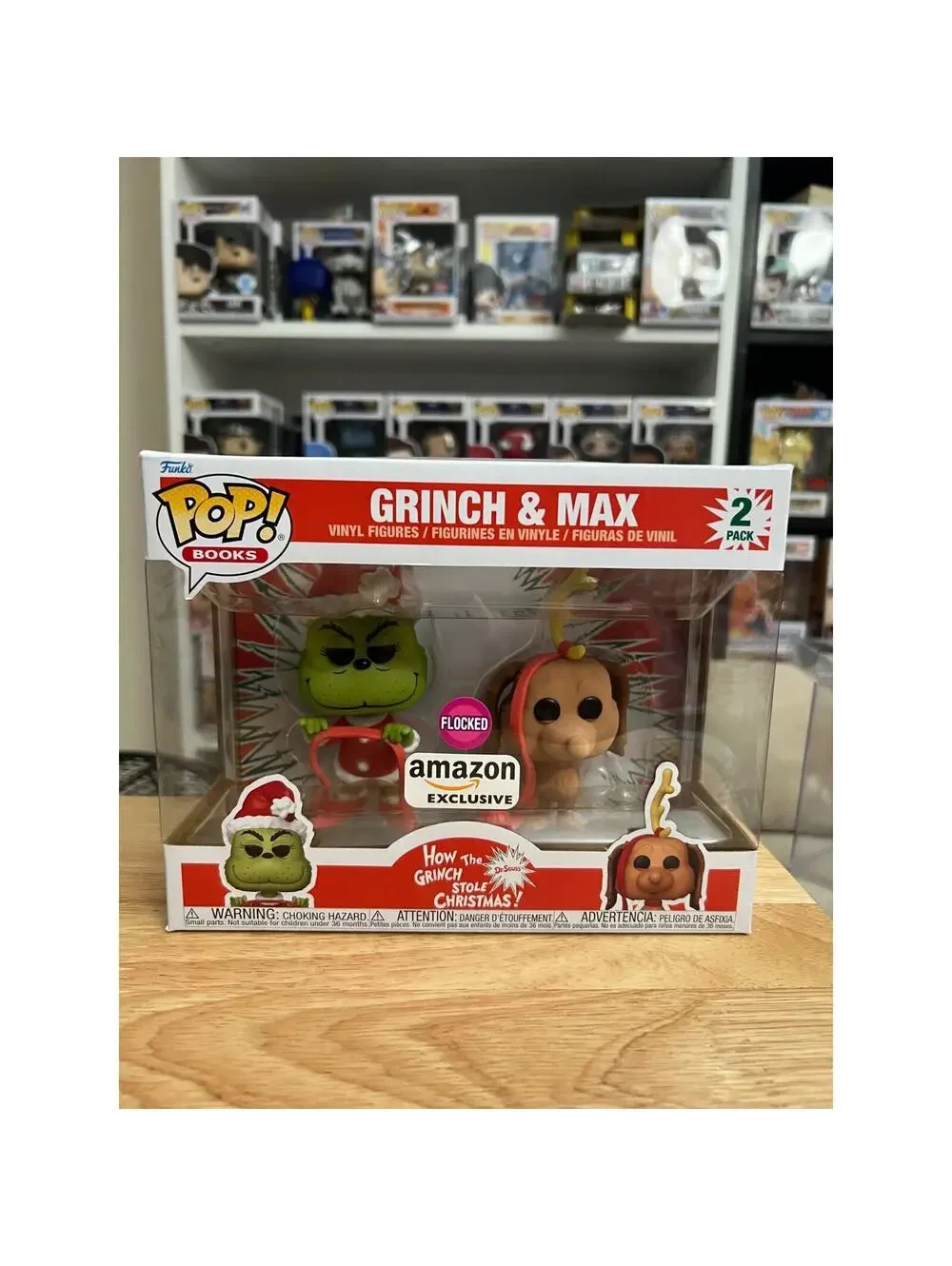 EXC FLOCKED (FUZZY) Grinch & Max Funko Pop 2-Pack Christmas Dr. Seuss How Stole